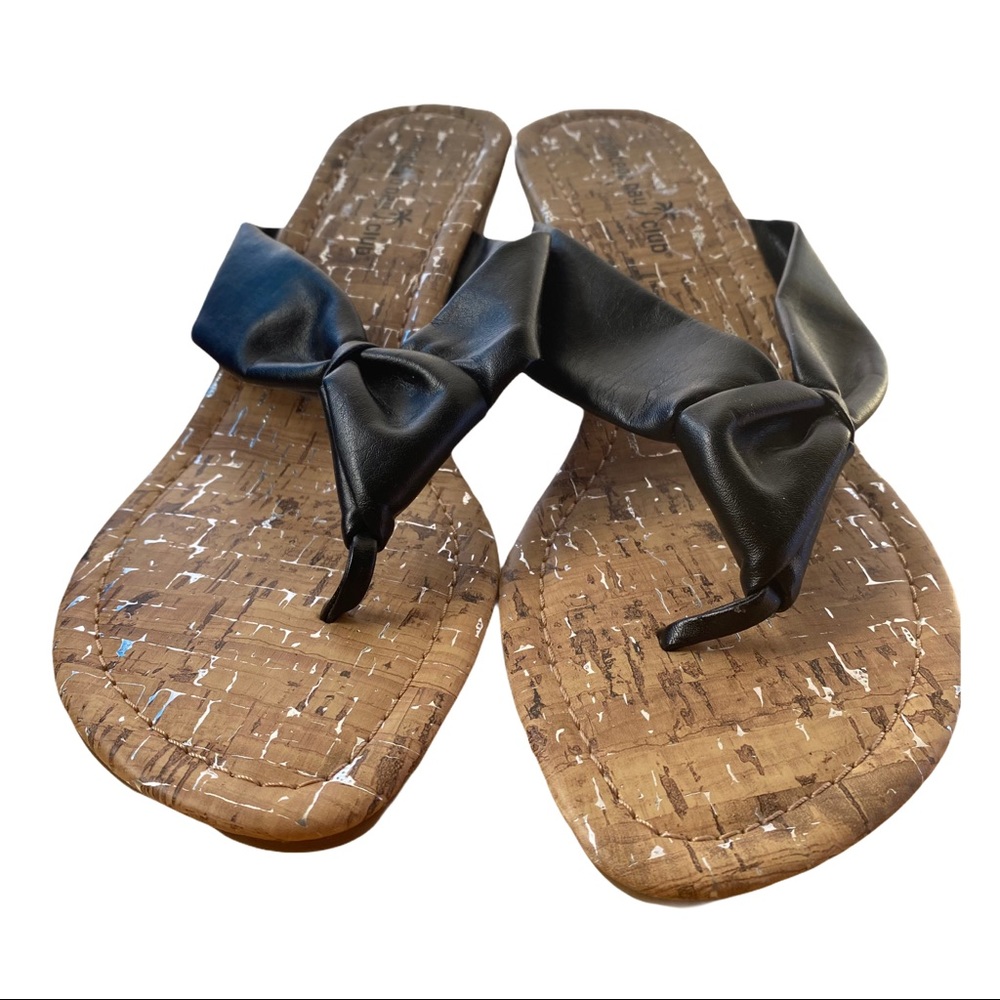 Montego Bay Club slide cork wedge thong sandals 8